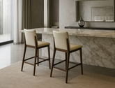 Antonia Solid Wood Counter Stool (Top Grain Leather), Beige